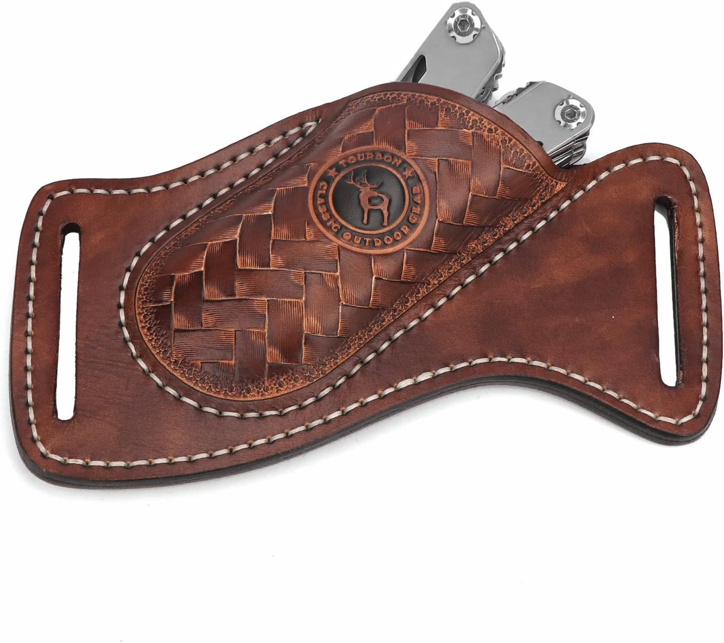 Tourbn Leather Knife Sheath for Belt Pocket Folding Knife Holder Compact Draw Knifes Carrier EDC Tools Holster