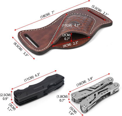 Tourbn Leather Knife Sheath for Belt Pocket Folding Knife Holder Compact Draw Knifes Carrier EDC Tools Holster