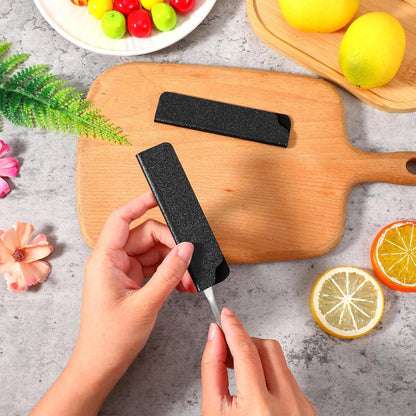 3 PCS Knife Edge Guards for 3.5 Inch Paring Knives, Felt-Lined Blade Protector & Protective Sheath Sleeve for Fruit Knives, Plastic Knife Covers for Drawer Bag Storage (Black)