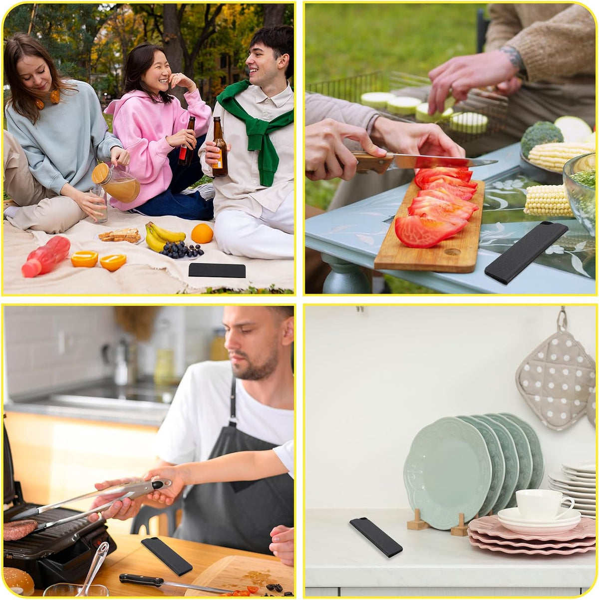 3 PCS Knife Edge Guards for 3.5 Inch Paring Knives, Felt-Lined Blade Protector & Protective Sheath Sleeve for Fruit Knives, Plastic Knife Covers for Drawer Bag Storage (Black)