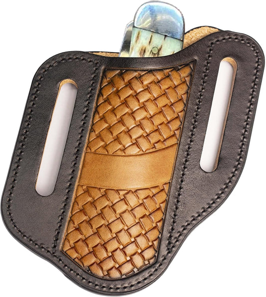 Leather Knife Sheath for Belts,Fits Folding Knife Sheath(Black)