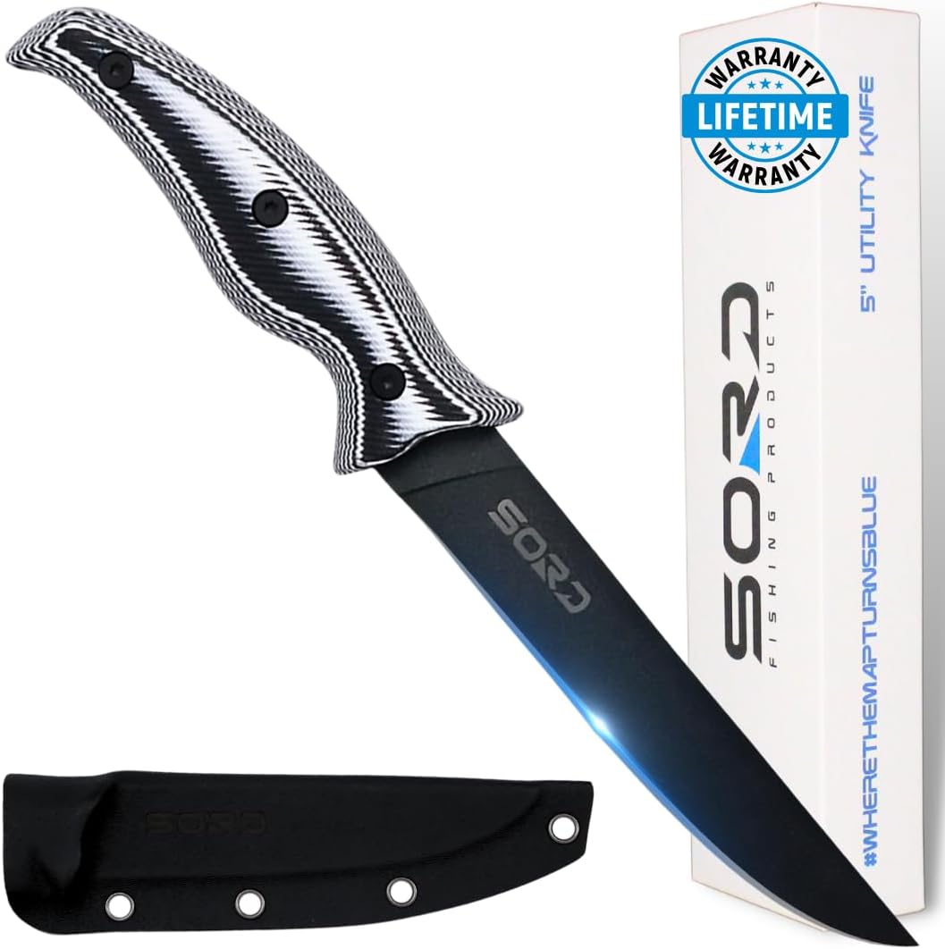 SORD 8" Flexible Fillet Knife for Fish - Saltwater and Freshwater Fishing Knife - G10 Handle - Full Tang - Kydex Sheath