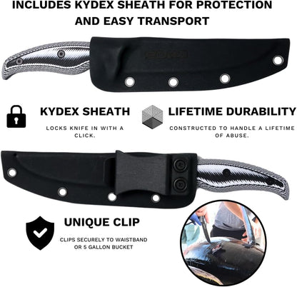 SORD 8" Flexible Fillet Knife for Fish - Saltwater and Freshwater Fishing Knife - G10 Handle - Full Tang - Kydex Sheath