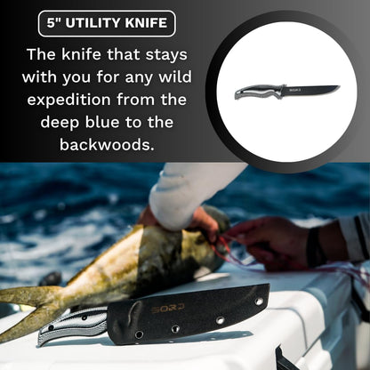 SORD 8" Flexible Fillet Knife for Fish - Saltwater and Freshwater Fishing Knife - G10 Handle - Full Tang - Kydex Sheath