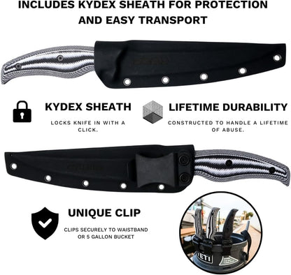 SORD 8" Flexible Fillet Knife for Fish - Saltwater and Freshwater Fishing Knife - G10 Handle - Full Tang - Kydex Sheath