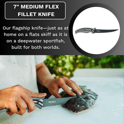 SORD 8" Flexible Fillet Knife for Fish - Saltwater and Freshwater Fishing Knife - G10 Handle - Full Tang - Kydex Sheath