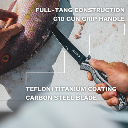 SORD 8" Flexible Fillet Knife for Fish - Saltwater and Freshwater Fishing Knife - G10 Handle - Full Tang - Kydex Sheath