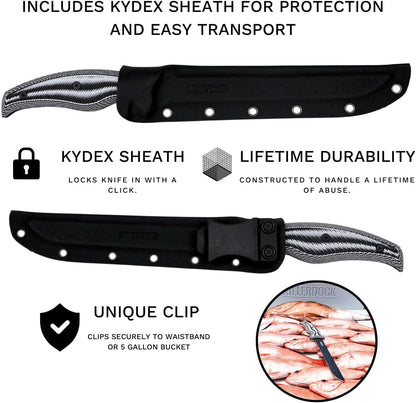 SORD 8" Flexible Fillet Knife for Fish - Saltwater and Freshwater Fishing Knife - G10 Handle - Full Tang - Kydex Sheath