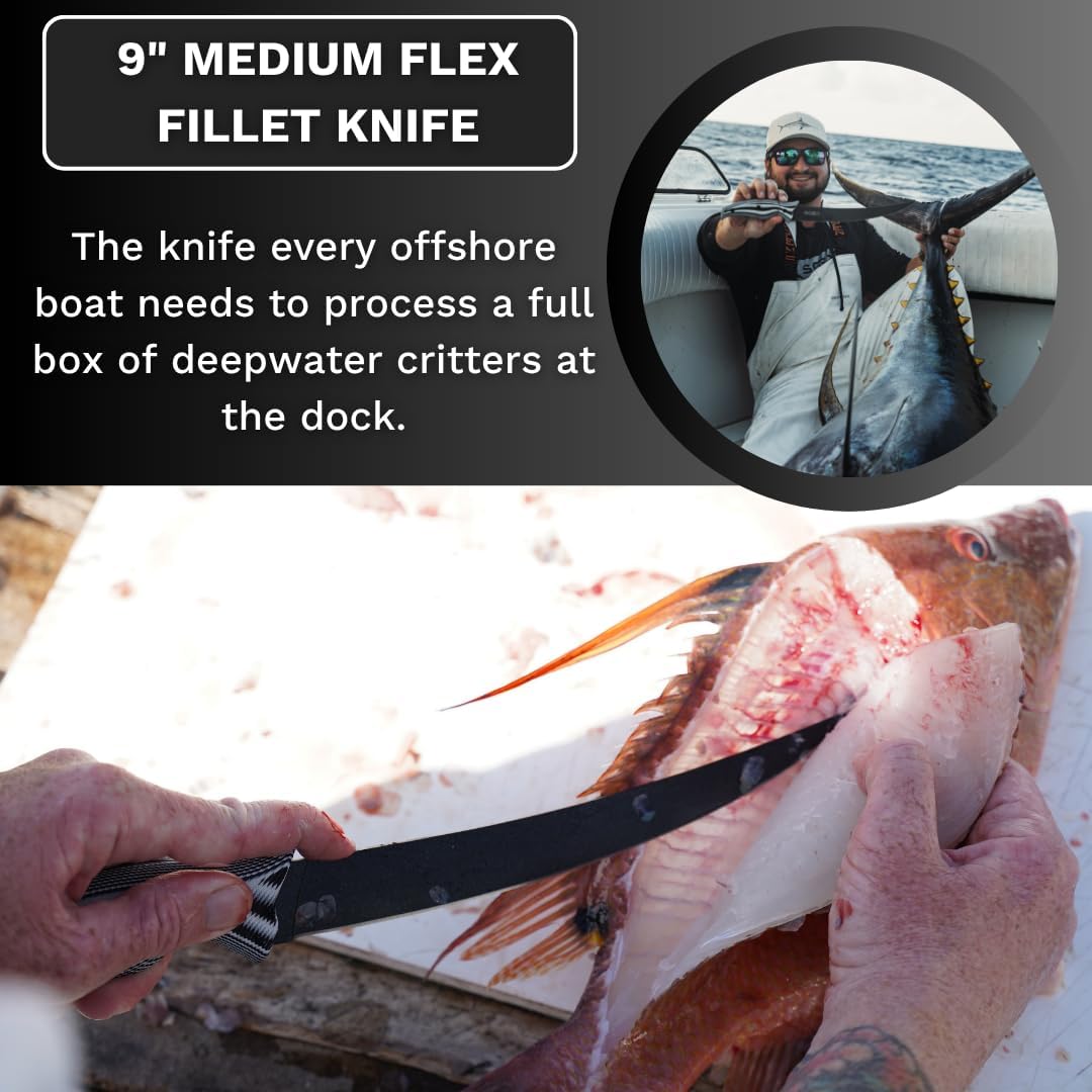 SORD 8" Flexible Fillet Knife for Fish - Saltwater and Freshwater Fishing Knife - G10 Handle - Full Tang - Kydex Sheath