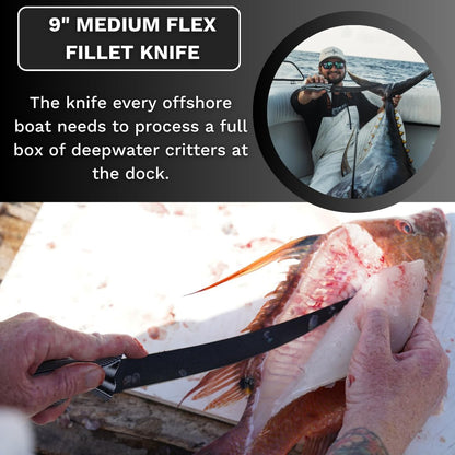 SORD 8" Flexible Fillet Knife for Fish - Saltwater and Freshwater Fishing Knife - G10 Handle - Full Tang - Kydex Sheath