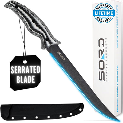 SORD 8" Flexible Fillet Knife for Fish - Saltwater and Freshwater Fishing Knife - G10 Handle - Full Tang - Kydex Sheath