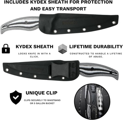 SORD 8" Flexible Fillet Knife for Fish - Saltwater and Freshwater Fishing Knife - G10 Handle - Full Tang - Kydex Sheath