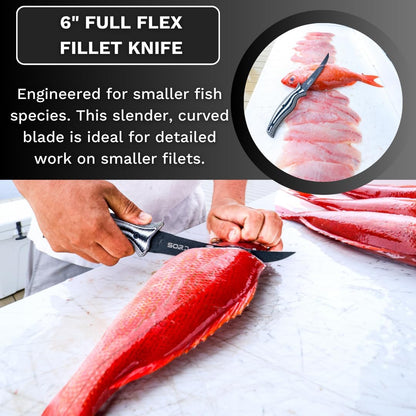 SORD 8" Flexible Fillet Knife for Fish - Saltwater and Freshwater Fishing Knife - G10 Handle - Full Tang - Kydex Sheath