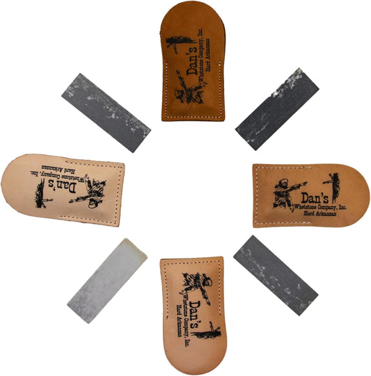 Genuine Arkansas Hard (Fine) Pocket Knife Sharpening Stone Whetstone 3" x 1" x 1/4" in Leather Pouch FAP-13A-L