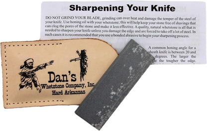 Genuine Arkansas Hard (Fine) Pocket Knife Sharpening Stone Whetstone 3" x 1" x 1/4" in Leather Pouch FAP-13A-L