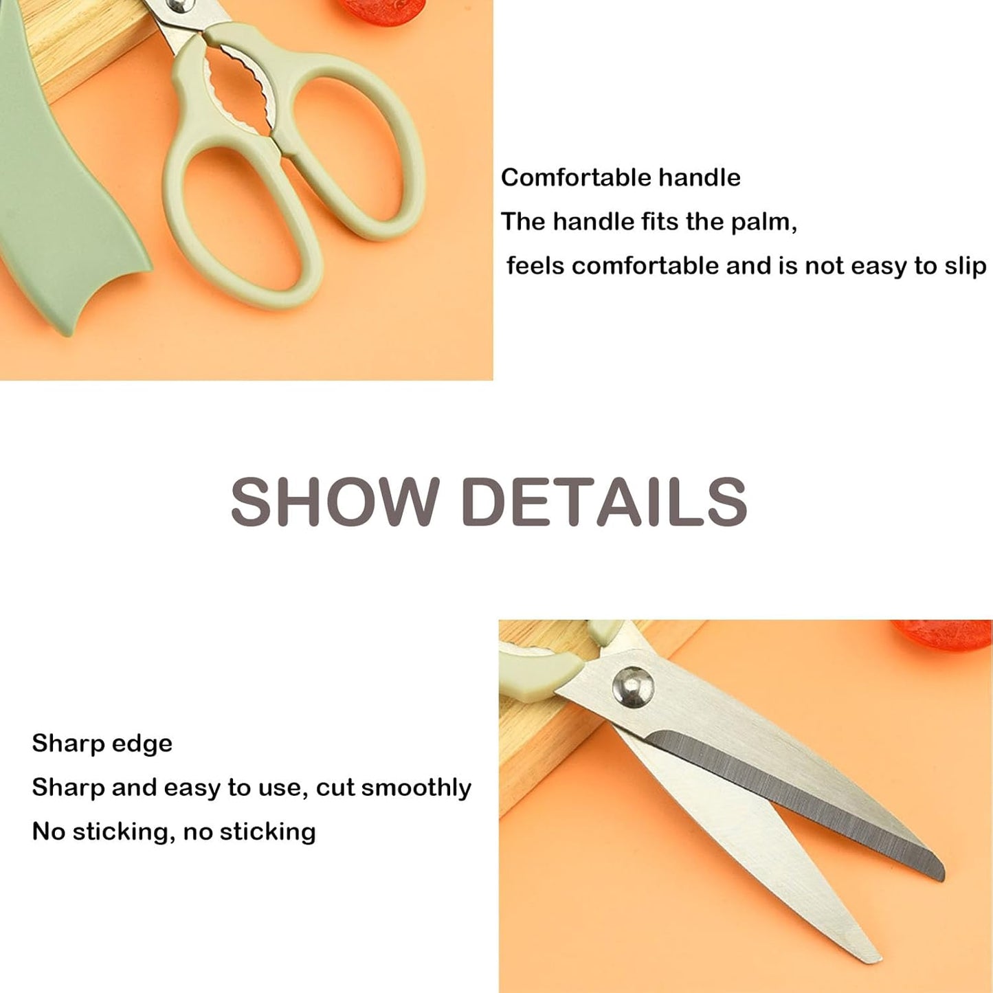 2-in-1 Multifunctional Kitchen Scissors with Detachable Peeler, Heavy Duty Stainless Steel Food Shears, Ergonomic Handle, Sharp Kitchen Gadgets for Cooking, Prep & Easy Storage