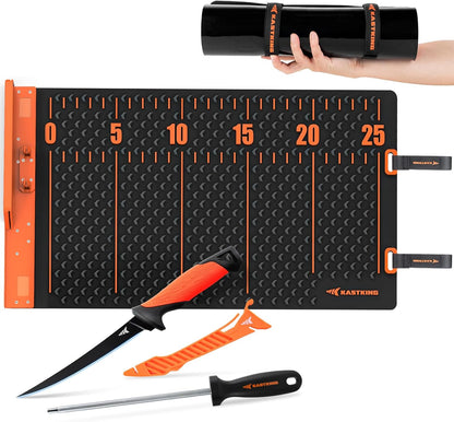EZ Fillet Fish Fillet Mat, Anti-slip Texture With 25" Integrated Ruler, Extended Dimensions, Easy to Clean Material, Portable Storage, Fish Cutting Board