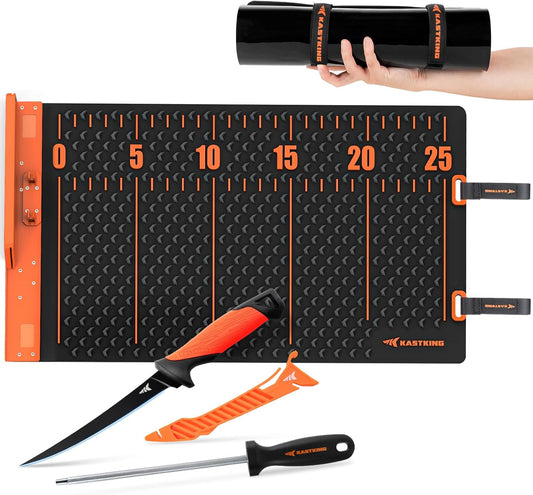 EZ Fillet Fish Fillet Mat, Anti-slip Texture With 25" Integrated Ruler, Extended Dimensions, Easy to Clean Material, Portable Storage, Fish Cutting Board