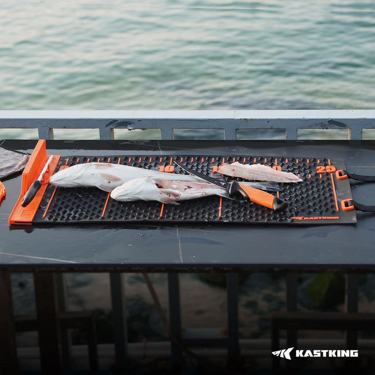 EZ Fillet Fish Fillet Mat, Anti-slip Texture With 25" Integrated Ruler, Extended Dimensions, Easy to Clean Material, Portable Storage, Fish Cutting Board