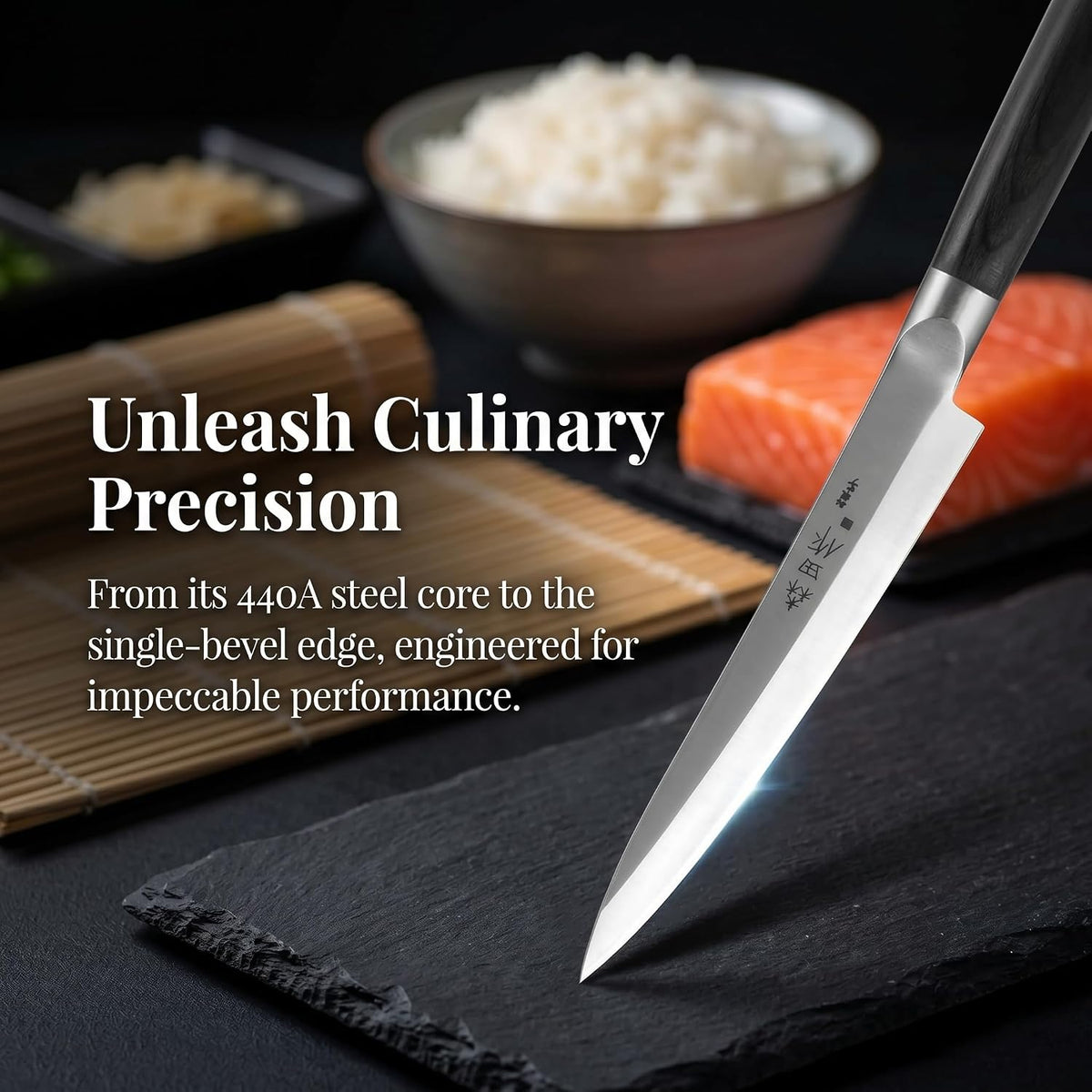 Sushi Knife 9.5 inches(240mm),High Carbon Stainless Steel Blade
