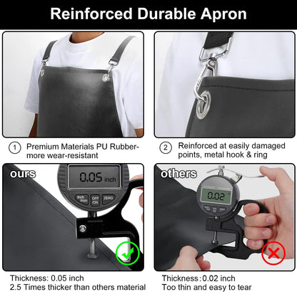 Waterproof Apron 2-Pack - 43" Heavy Duty Chemical Resistant with X-Straps - for Dishwashing, Butchering, Lab Work, Pet Grooming