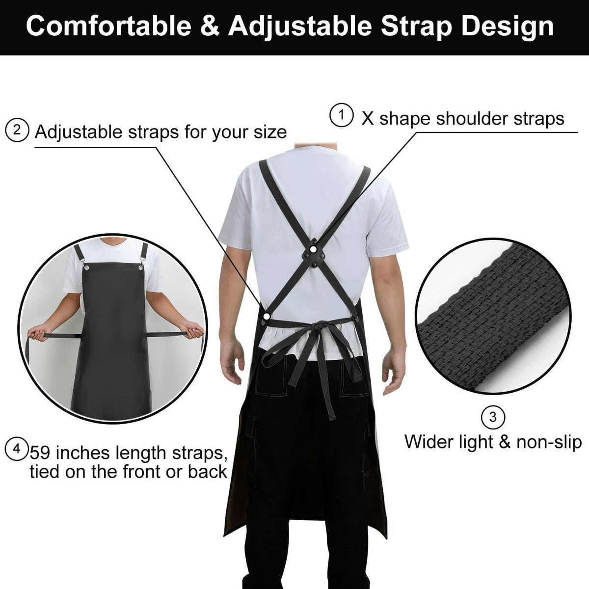 Waterproof Apron 2-Pack - 43" Heavy Duty Chemical Resistant with X-Straps - for Dishwashing, Butchering, Lab Work, Pet Grooming