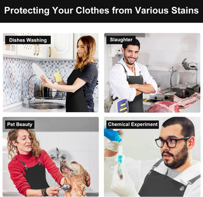 Waterproof Apron 2-Pack - 43" Heavy Duty Chemical Resistant with X-Straps - for Dishwashing, Butchering, Lab Work, Pet Grooming