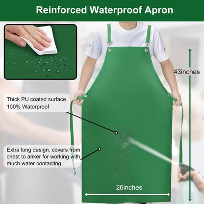 Waterproof Apron 2-Pack - 43" Heavy Duty Chemical Resistant with X-Straps - for Dishwashing, Butchering, Lab Work, Pet Grooming