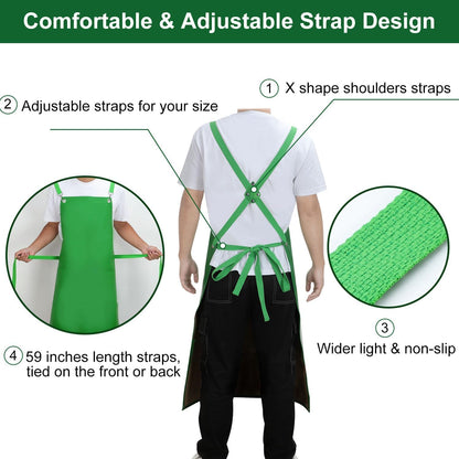Waterproof Apron 2-Pack - 43" Heavy Duty Chemical Resistant with X-Straps - for Dishwashing, Butchering, Lab Work, Pet Grooming