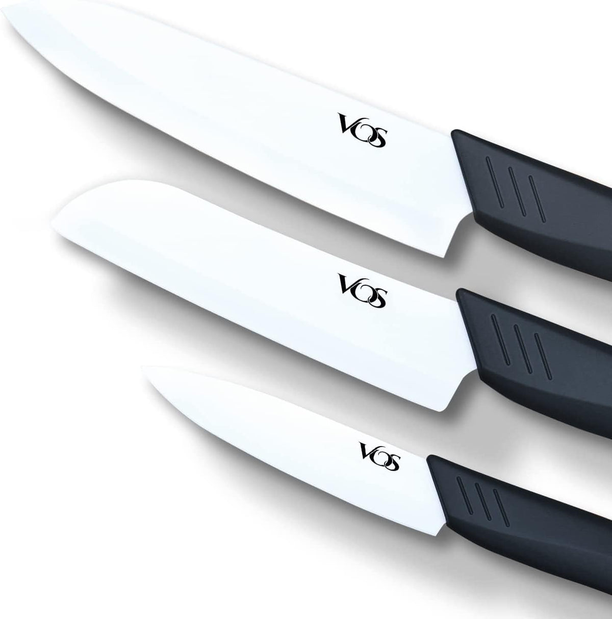 Ceramic Knife Set in Elegant Gift Box, Ceramic Knives Set For Kitchen, Ultra Sharp Kitchen Knife Set with Covers, 4" 5" 6" Paring, Santoku & Chef Knife, Lightweight, Dishwasher safe (Black Handle)