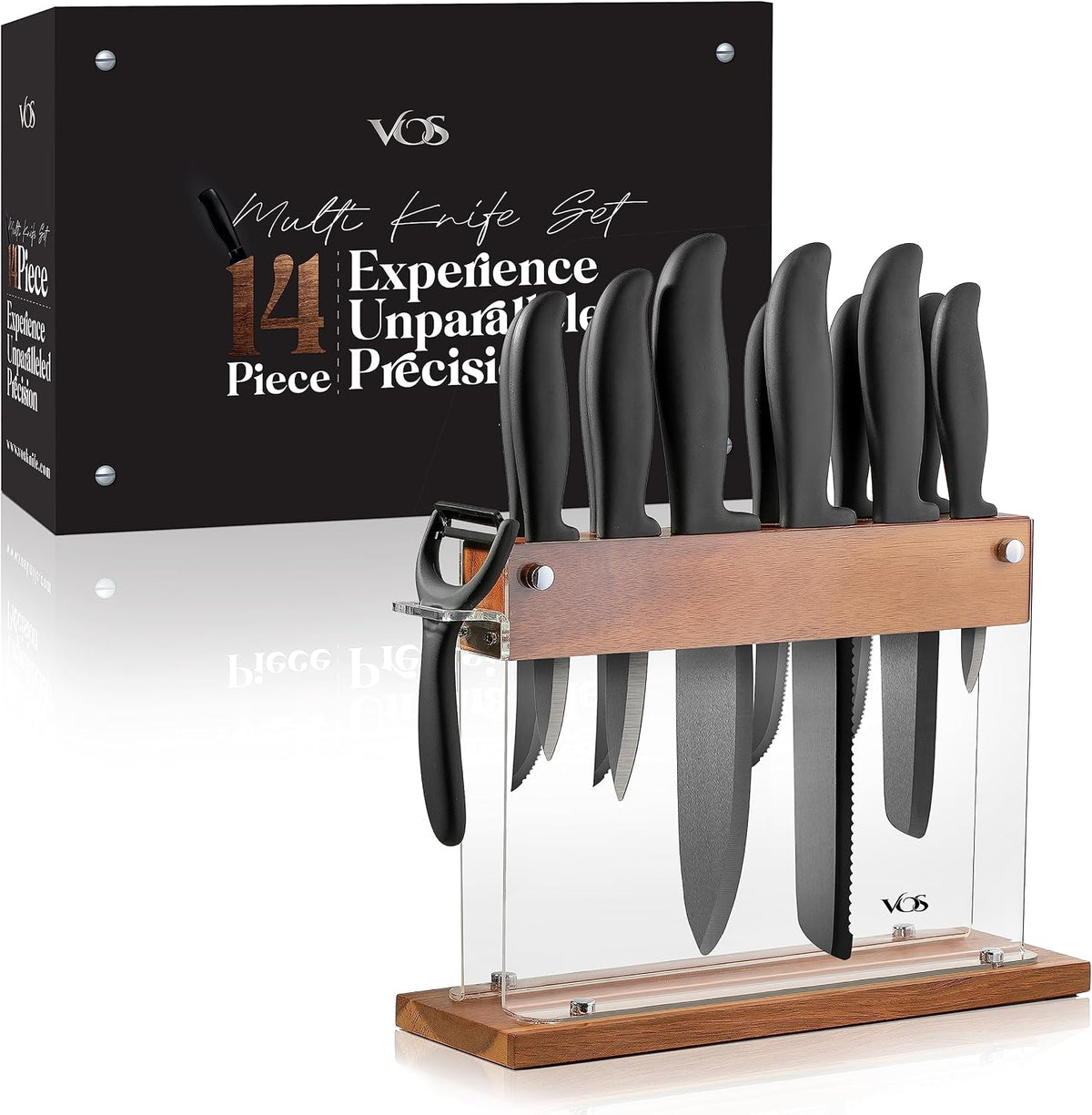 Ceramic Knife Set in Elegant Gift Box, Ceramic Knives Set For Kitchen, Ultra Sharp Kitchen Knife Set with Covers, 4" 5" 6" Paring, Santoku & Chef Knife, Lightweight, Dishwasher safe (Black Handle)