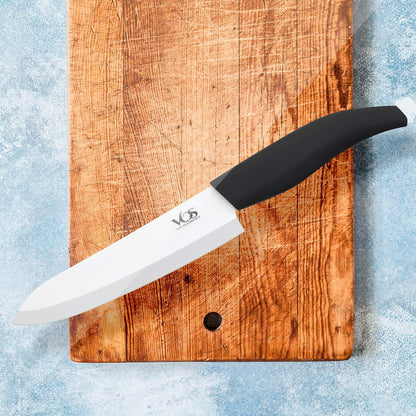 Ceramic Knife Set in Elegant Gift Box, Ceramic Knives Set For Kitchen, Ultra Sharp Kitchen Knife Set with Covers, 4" 5" 6" Paring, Santoku & Chef Knife, Lightweight, Dishwasher safe (Black Handle)