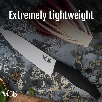 Ceramic Knife Set in Elegant Gift Box, Ceramic Knives Set For Kitchen, Ultra Sharp Kitchen Knife Set with Covers, 4" 5" 6" Paring, Santoku & Chef Knife, Lightweight, Dishwasher safe (Black Handle)