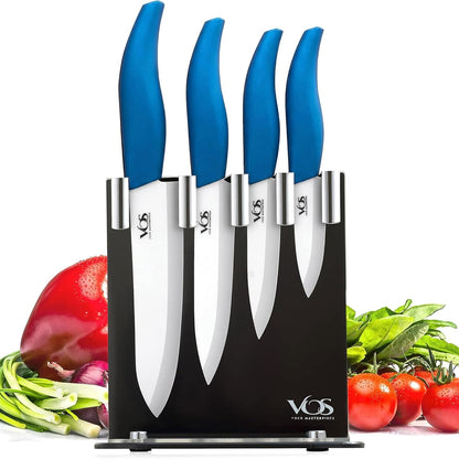 Ceramic Knife Set in Elegant Gift Box, Ceramic Knives Set For Kitchen, Ultra Sharp Kitchen Knife Set with Covers, 4" 5" 6" Paring, Santoku & Chef Knife, Lightweight, Dishwasher safe (Black Handle)