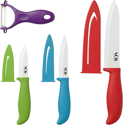 Ceramic Knife Set in Elegant Gift Box, Ceramic Knives Set For Kitchen, Ultra Sharp Kitchen Knife Set with Covers, 4" 5" 6" Paring, Santoku & Chef Knife, Lightweight, Dishwasher safe (Black Handle)