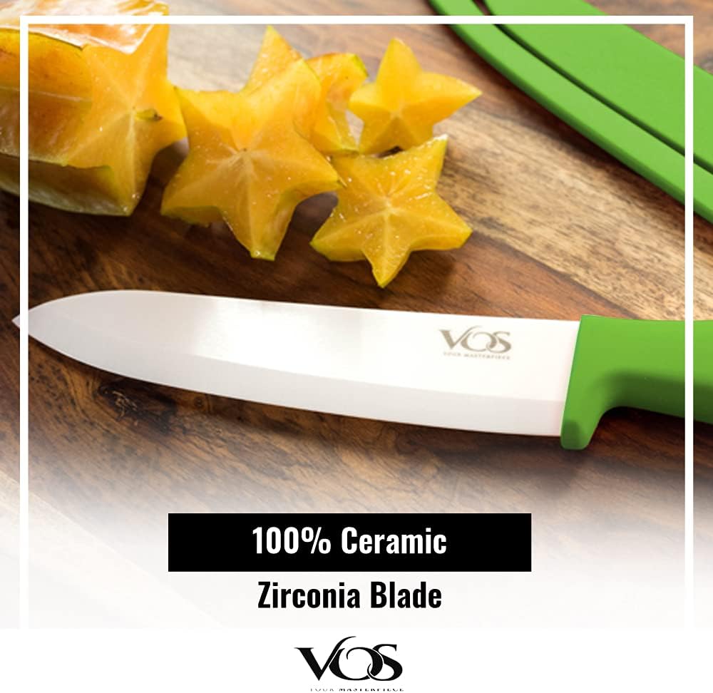 Ceramic Knife Set in Elegant Gift Box, Ceramic Knives Set For Kitchen, Ultra Sharp Kitchen Knife Set with Covers, 4" 5" 6" Paring, Santoku & Chef Knife, Lightweight, Dishwasher safe (Black Handle)