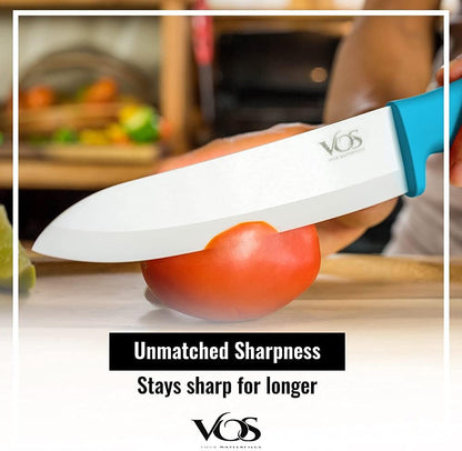 Ceramic Knife Set in Elegant Gift Box, Ceramic Knives Set For Kitchen, Ultra Sharp Kitchen Knife Set with Covers, 4" 5" 6" Paring, Santoku & Chef Knife, Lightweight, Dishwasher safe (Black Handle)