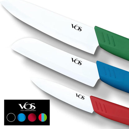 Ceramic Knife Set in Elegant Gift Box, Ceramic Knives Set For Kitchen, Ultra Sharp Kitchen Knife Set with Covers, 4" 5" 6" Paring, Santoku & Chef Knife, Lightweight, Dishwasher safe (Black Handle)