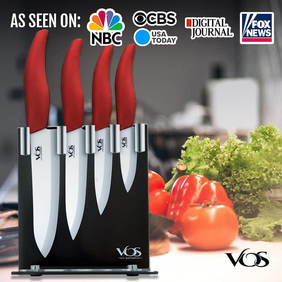 Ceramic Knife Set in Elegant Gift Box, Ceramic Knives Set For Kitchen, Ultra Sharp Kitchen Knife Set with Covers, 4" 5" 6" Paring, Santoku & Chef Knife, Lightweight, Dishwasher safe (Black Handle)