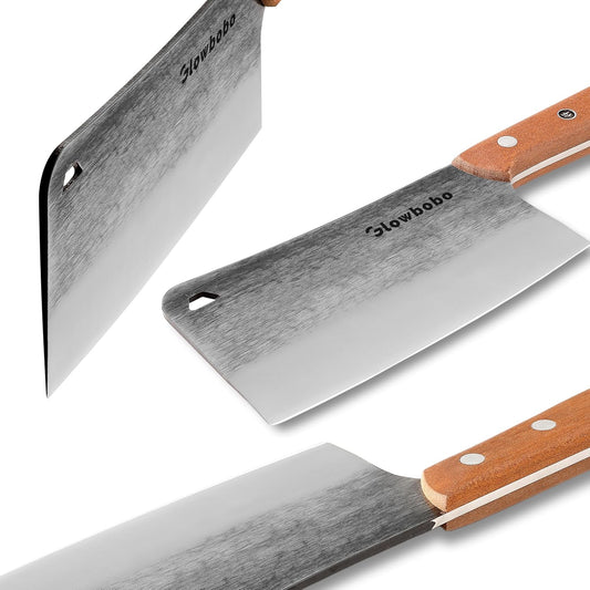 7.6 Inch Heavy Duty Meat Cleaver, 5CR15 High Carbon Stainless Steel Butcher Knife for Chopping Bone, Meat - with Gift Box, Professional Kitchen BBQ Chef Knife