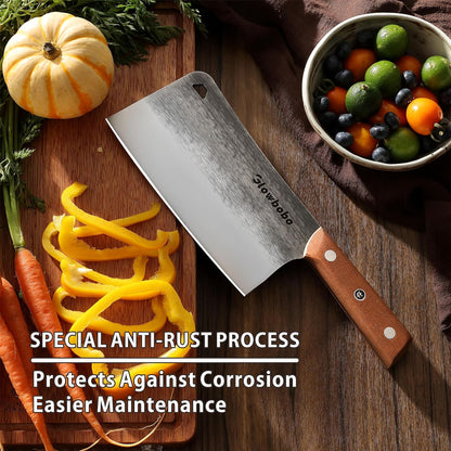 7.6 Inch Heavy Duty Meat Cleaver, 5CR15 High Carbon Stainless Steel Butcher Knife for Chopping Bone, Meat - with Gift Box, Professional Kitchen BBQ Chef Knife