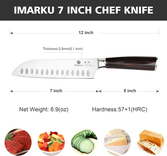 Chef Knife 7 Inch Kitchen Knife Ultra Sharp Santoku Knife - High Carbon Japanese Chefs Knife, Kitchen Gadgets 2025, Apartment Essentials, Birthday Gifts for Him Her, Best Gifts for Women Men