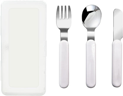 3-Piece Children Knife Spoon Fork Set 18/10 Stainless Steel Child Flatware Set Kids Utensils Set with Case for Lunch Box (Fork Spoon Knife Combo)