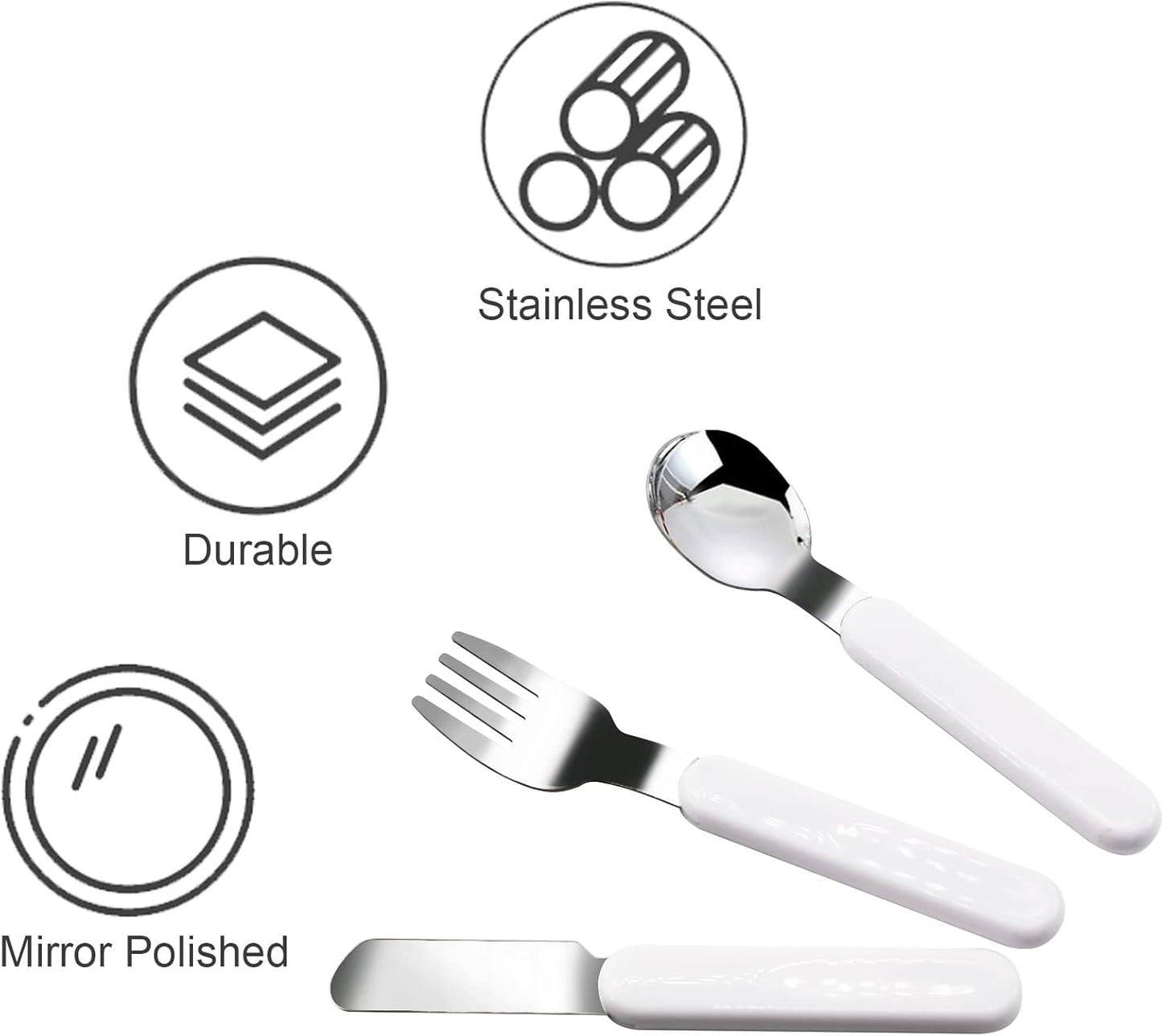 3-Piece Children Knife Spoon Fork Set 18/10 Stainless Steel Child Flatware Set Kids Utensils Set with Case for Lunch Box (Fork Spoon Knife Combo)