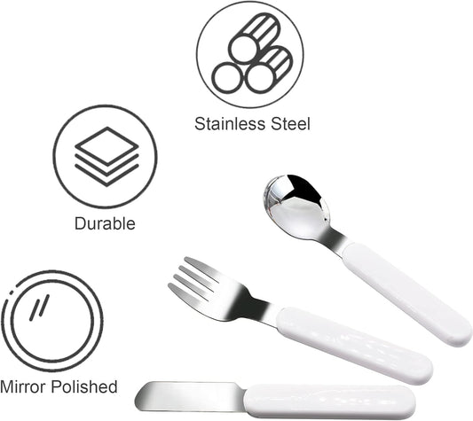 3-Piece Children Knife Spoon Fork Set 18/10 Stainless Steel Child Flatware Set Kids Utensils Set with Case for Lunch Box (Fork Spoon Knife Combo)