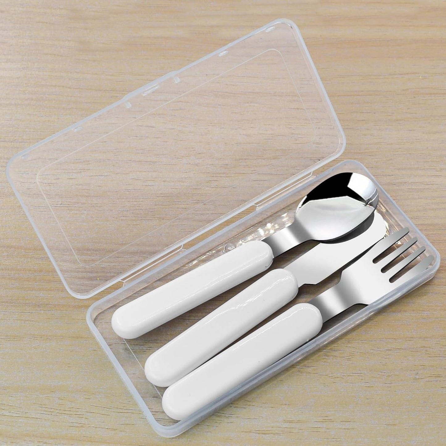 3-Piece Children Knife Spoon Fork Set 18/10 Stainless Steel Child Flatware Set Kids Utensils Set with Case for Lunch Box (Fork Spoon Knife Combo)