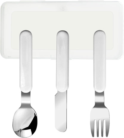 3-Piece Children Knife Spoon Fork Set 18/10 Stainless Steel Child Flatware Set Kids Utensils Set with Case for Lunch Box (Fork Spoon Knife Combo)