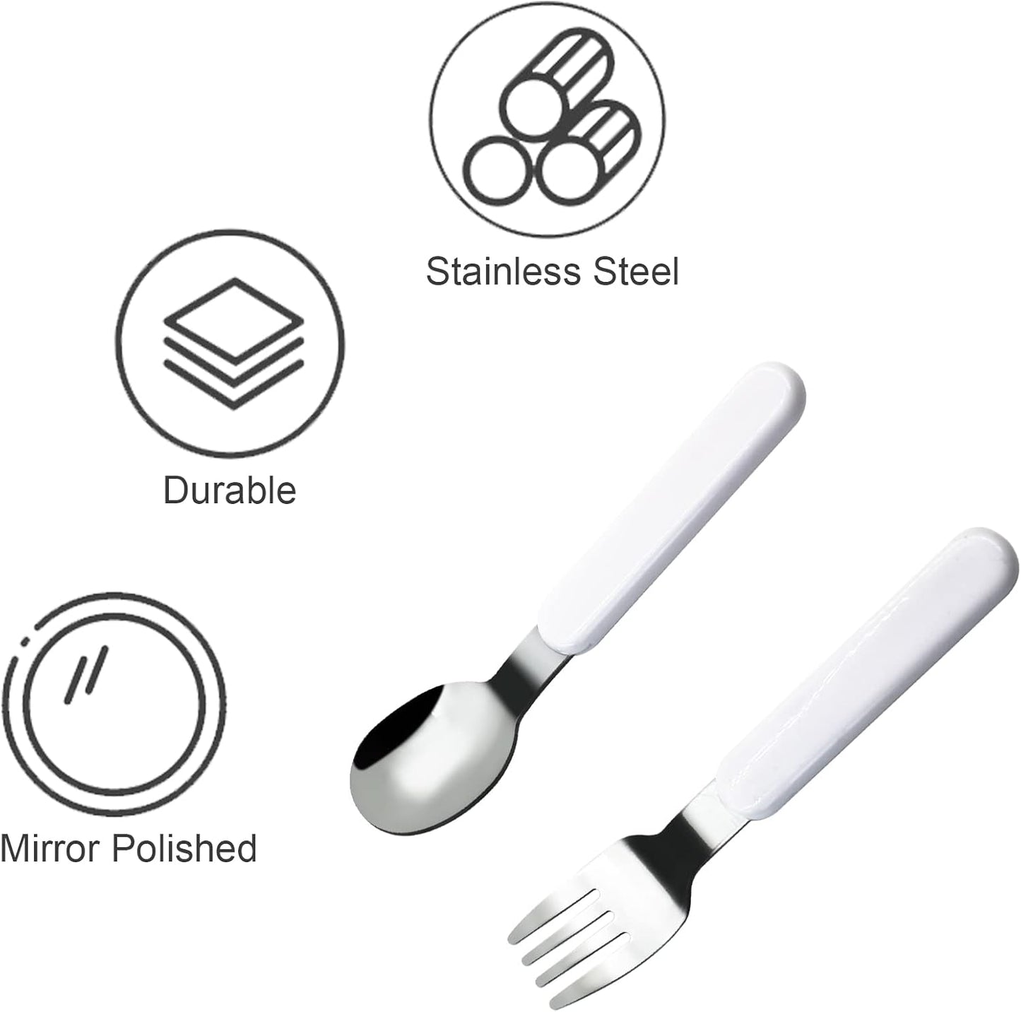 3-Piece Children Knife Spoon Fork Set 18/10 Stainless Steel Child Flatware Set Kids Utensils Set with Case for Lunch Box (Fork Spoon Knife Combo)
