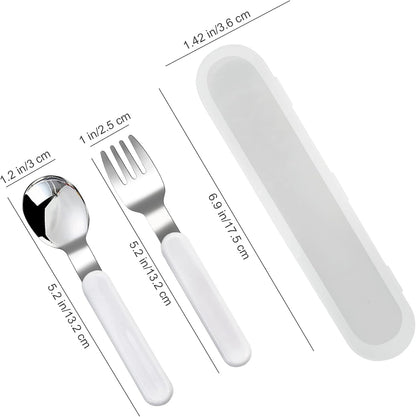 3-Piece Children Knife Spoon Fork Set 18/10 Stainless Steel Child Flatware Set Kids Utensils Set with Case for Lunch Box (Fork Spoon Knife Combo)