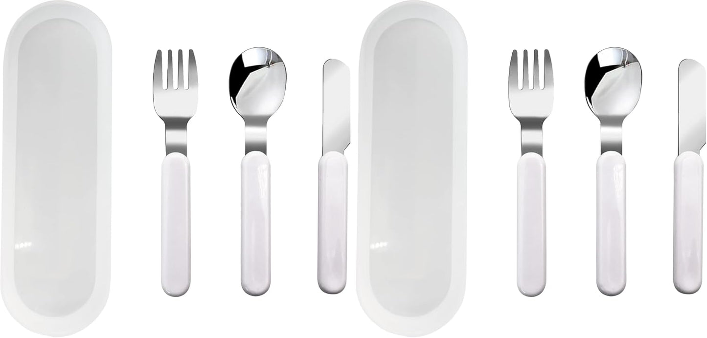 3-Piece Children Knife Spoon Fork Set 18/10 Stainless Steel Child Flatware Set Kids Utensils Set with Case for Lunch Box (Fork Spoon Knife Combo)